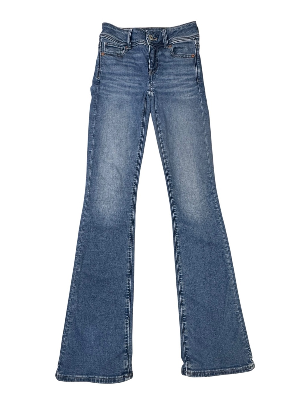 American Eagle Kick Boot Jeans Women 000 Regular Medium Wash Stretch Bootcut